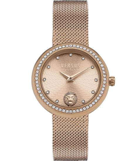 versus versace rose gold plated crystal face watch